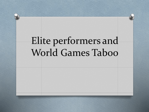 Elite performers & World Games Taboo cards