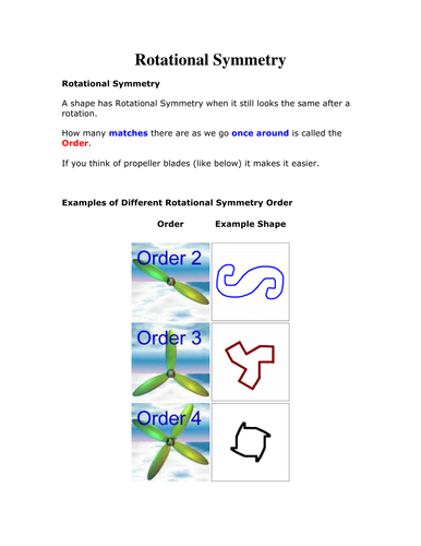 GCSE/KS3 Rotational Symmetry Worksheet by Tristanjones - Teaching