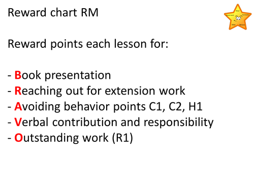 BRAVO Reward points chart RM | Teaching Resources