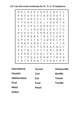 le-al-and-il-wordsearch-teaching-resources