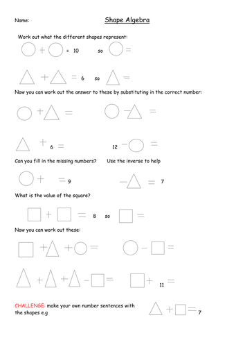 Shape Algebra | Teaching Resources