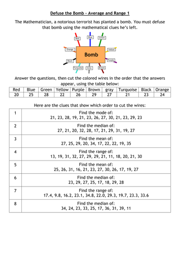 Defuse The Bomb - Average and Range