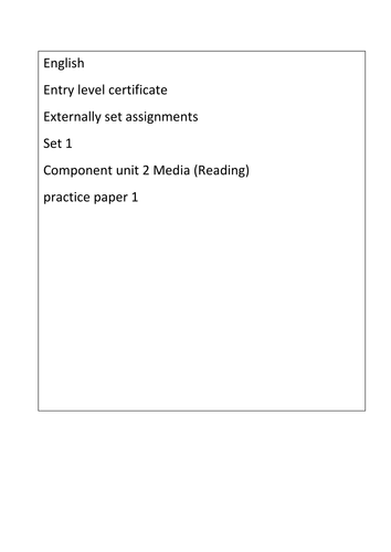 Entry level certificate unit 2 ESA