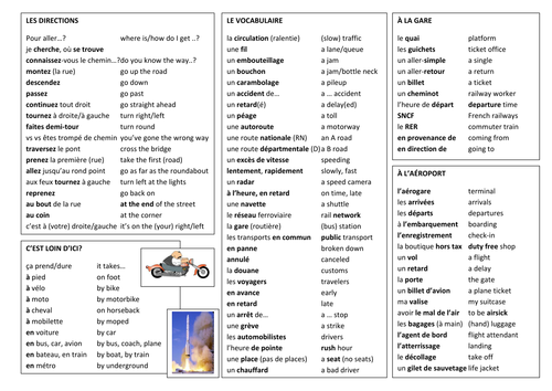 Transport and travel in French