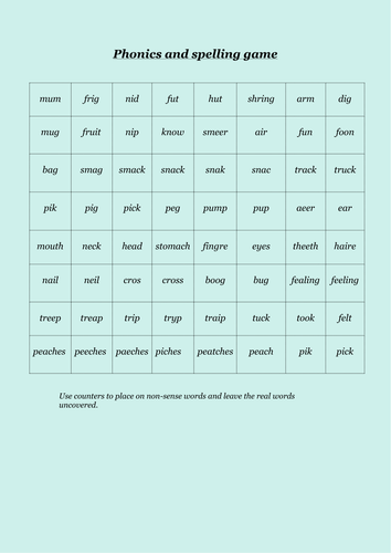 Real and non-sense words practice