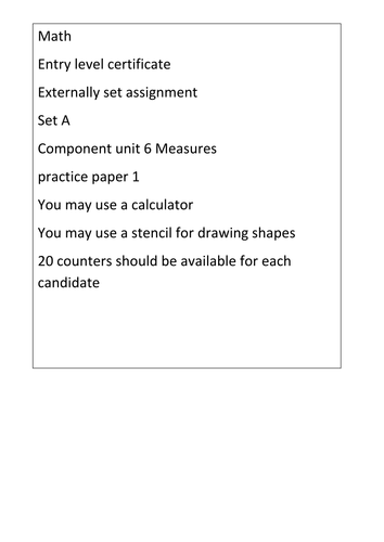 Entry level certificate math unit 6 ESA