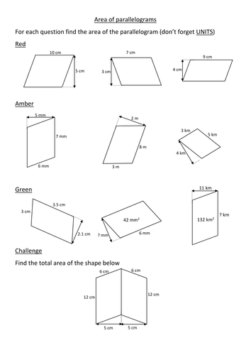 Area of parallelograms | Teaching Resources
