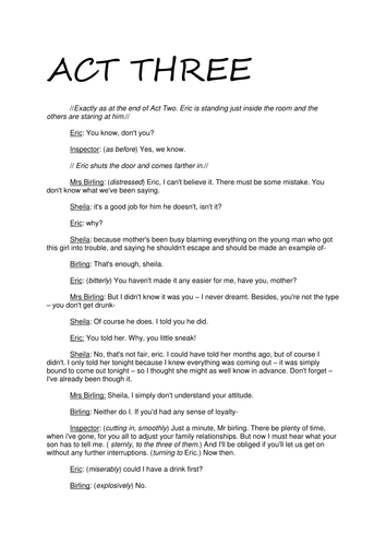 AQA GCSE English Literature An Inspector Calls full text of play to print