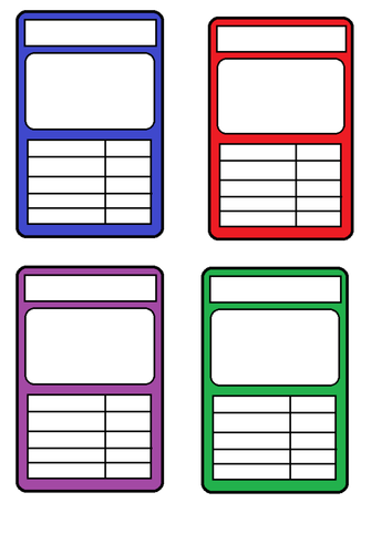 Top Trumps Card Templates Teaching Resources