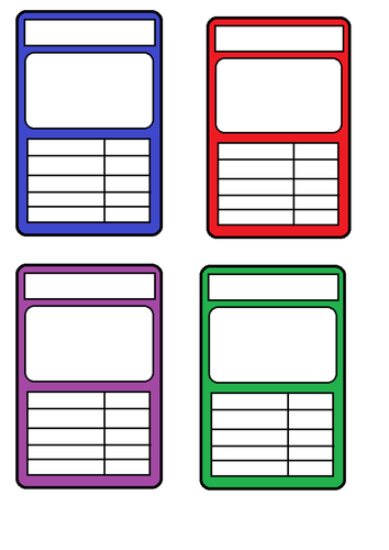 Top Trumps Card Templates