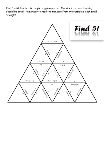 Find the mistake BIDMAS puzzle with 5 mistakes | Teaching Resources