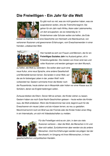 Das Freiwillige Soziale Jahr : ein Jahr für die Welt