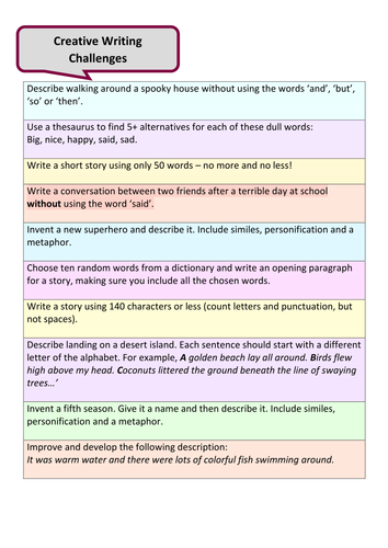 KS3 Creative Writing SOW Teaching Resources