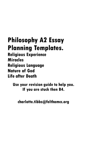 All A2 OCR Philosophy of Religion Past Questions in Planning Booklet