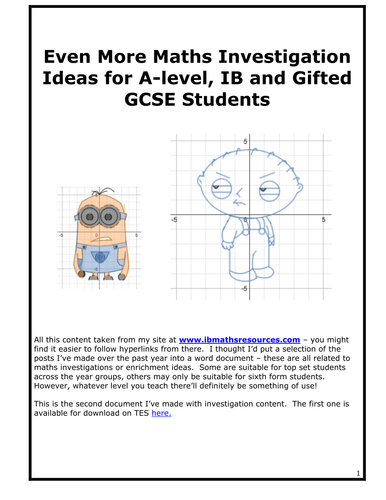 Even More Math Investigation Ideas - 80 page pdf