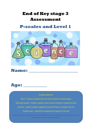 Science P scales  and level 1 Assessment booklet