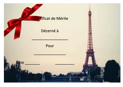 Certificate and rewards template for french - editable