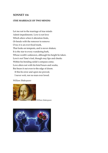 'Sonnet 116- The Marriage of Two Minds' by William Shakespeare