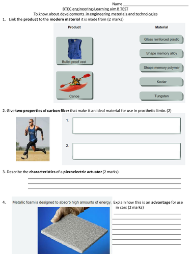 Practice test Unit 1 BTEC Engineering Level 2 | Teaching Resources