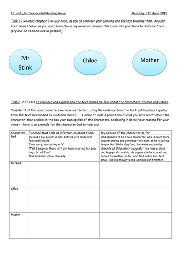 Mr Stink - Guided Reading worksheets (differentiated 3  ways)
