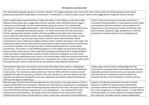 Crime and deviance summary sheets