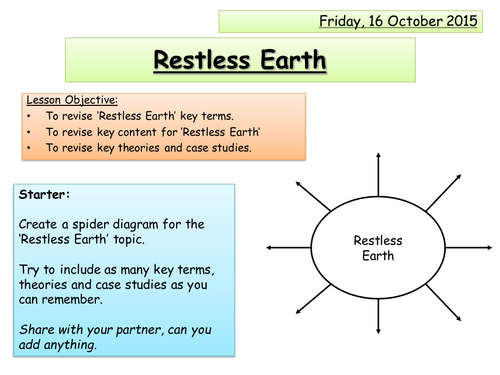Restless Earth Revision Aqa A Teaching Resources