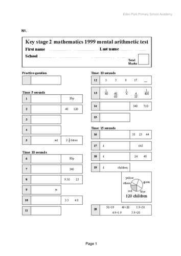 Y6 Mental Math Pack