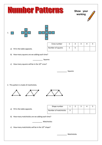 Number Patterns Worksheet | Teaching Resources