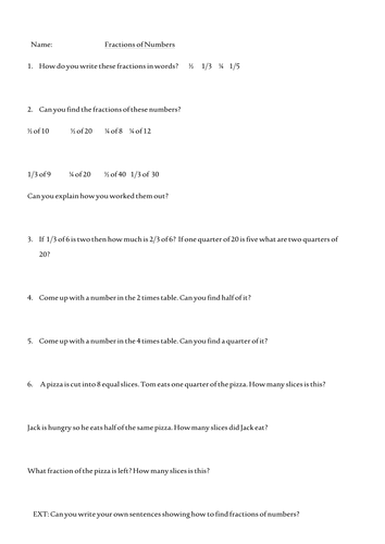 Fractions of Numbers KS2 worksheets and flipchart | Teaching Resources