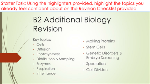 B2 Additional Biology learning mats