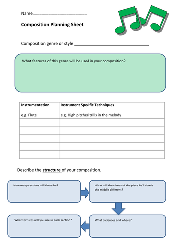 GCSE Music Composition Planning