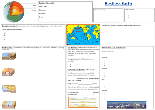 AQA restless earth revision worksheet