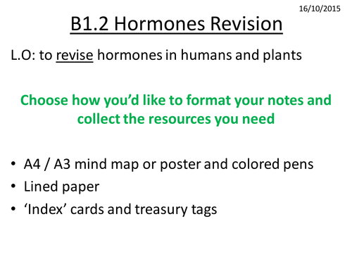 AQA B1.2 Hormones Revision