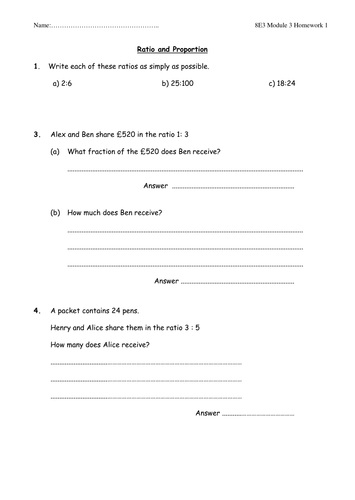 Ratio homework tes picture