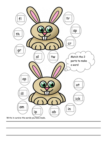 Easter rabbits CCVC word building