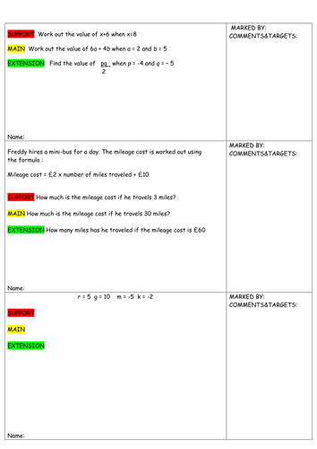 substitution lesson  inc floor mat activity