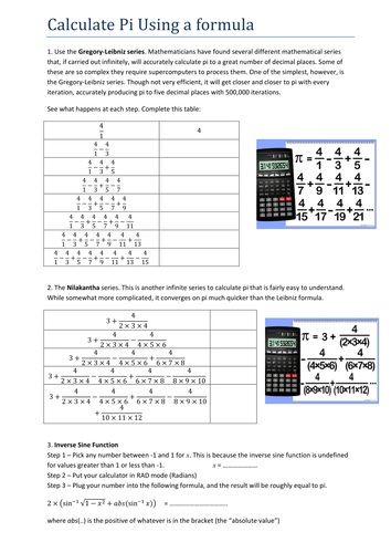 Calculate pi using a formula