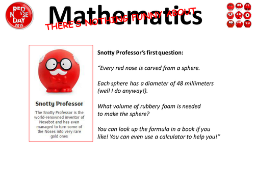 Red Nose Day Math Revision Sheet / Lesson - Plan #2