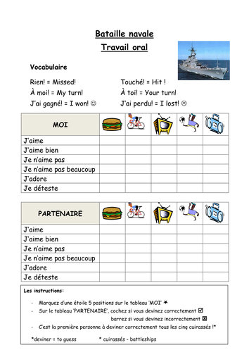 Battleships (French) - Opinions + Qu'est-ce tu aimes faire le weekend?