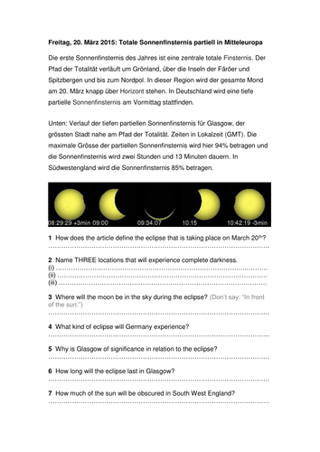 Sonnenfinsternis - Eclipse on Friday March 20th 2015