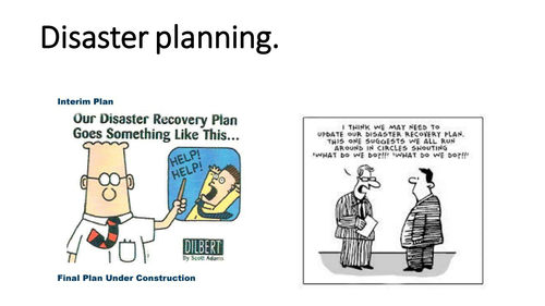 Disaster Planning - looking at the 4 stages of a disaster plan.