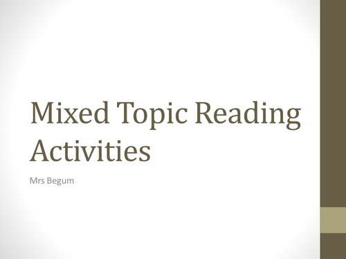 Urdu Mixed topic Reading Activities