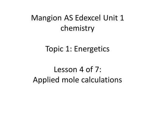 Molar gas volume lesson - AS Chemistry