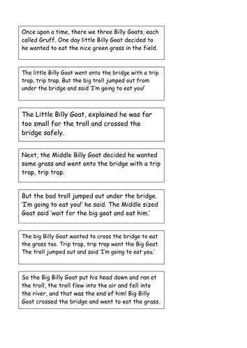 Three Billy Goats Gruff story to sequence