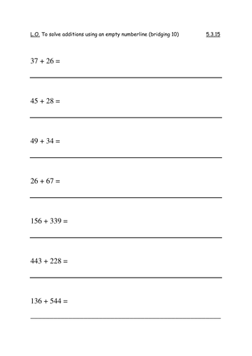 Addition using an empty numberline