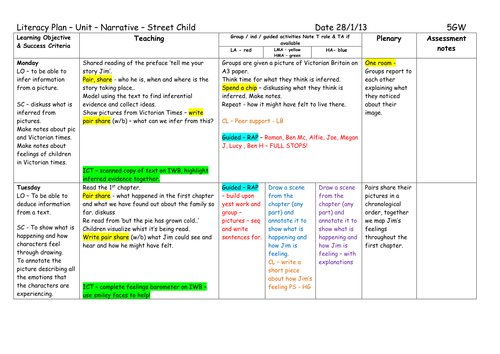 Street Child English Plan