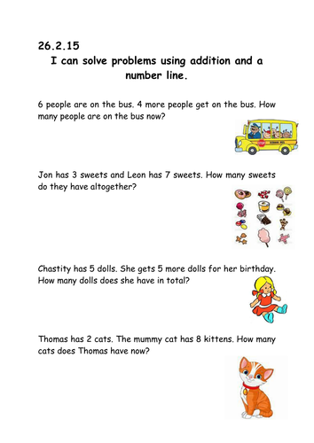 Year 1 addition word problems