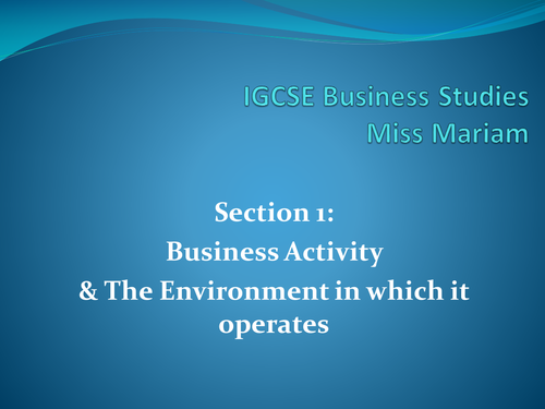 IGCSE EDEXCEL BUSINESS STUDIES