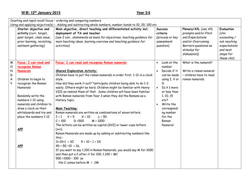 Planning for Roman Numerals and negative numbers