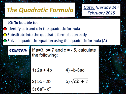 KS4 Quadratic Formula - Solving Equations GCSE